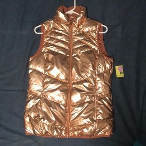 Metallic rose gold puffy vest